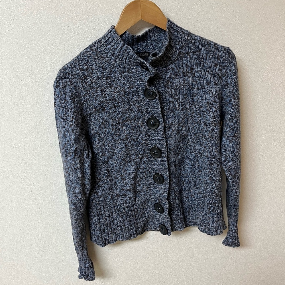 Nomadic Traders Women's blue/brown Button-Up Sweater women’s size M